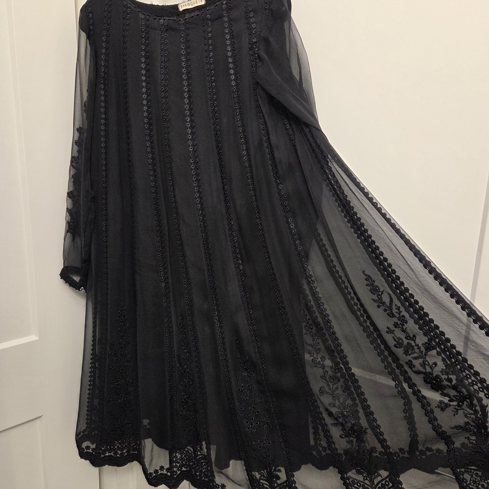 Chic Black Embroidered Maxi Skirt